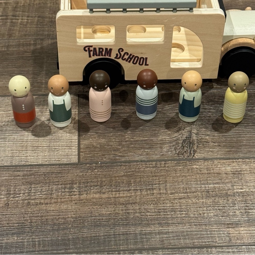 Hearth & Hand with Magnolia Kids Farm School Bus & 6 Pc Peg Set - Picture 3 of 15